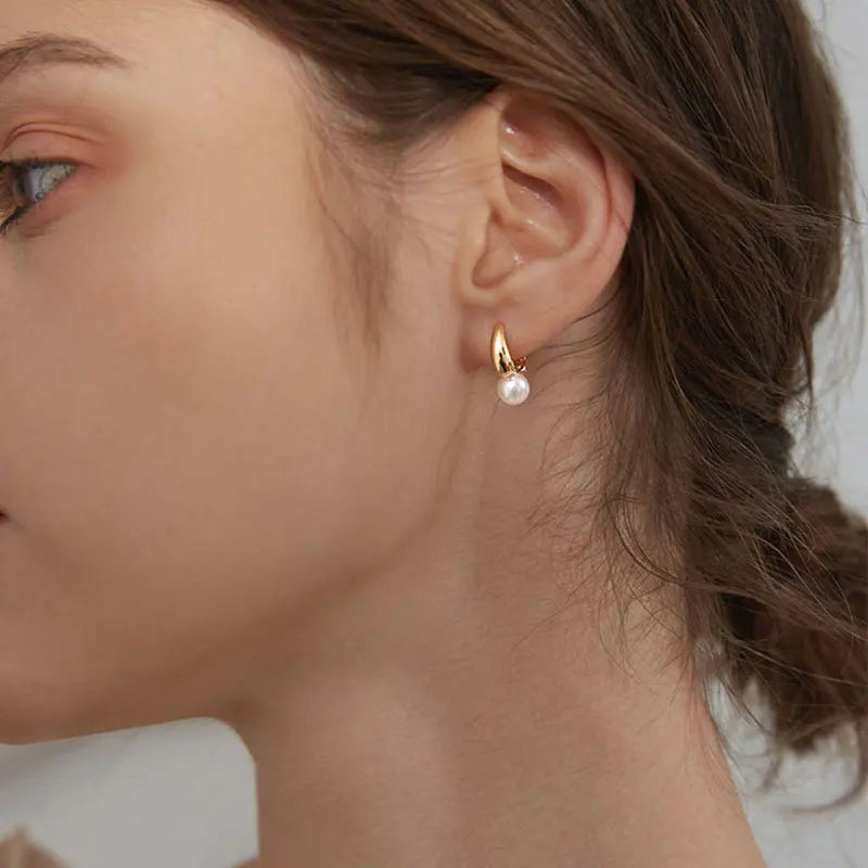 Sera Mini Pearl Huggie Earrings