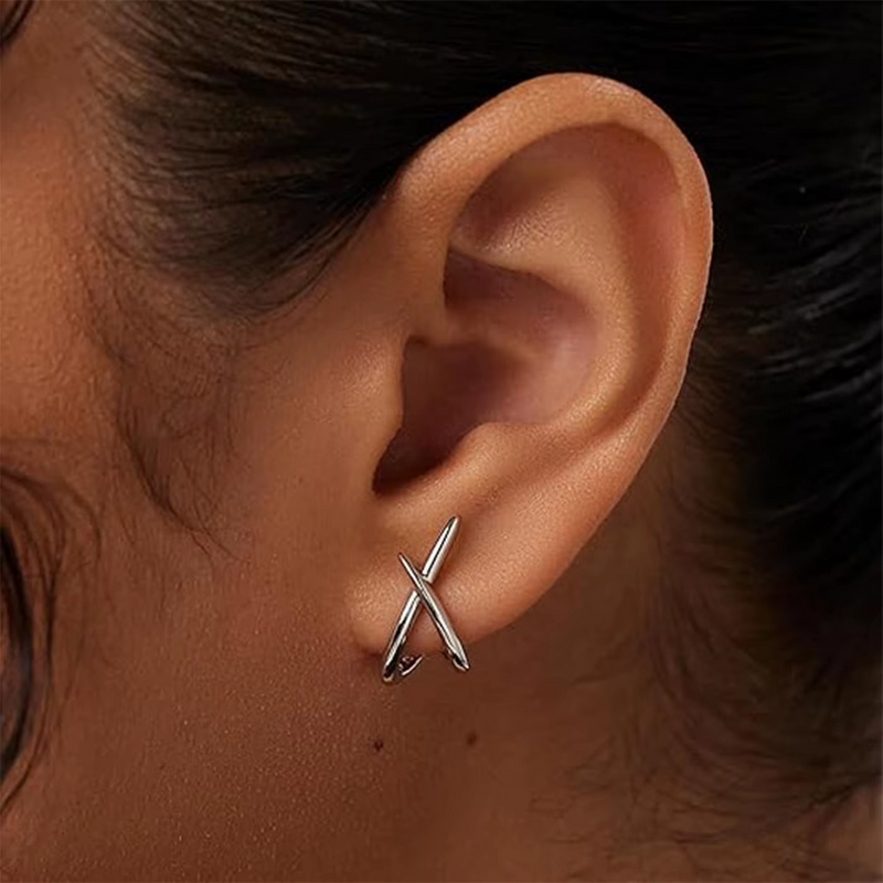 Cross Huggie Earrings