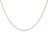 Golden Pearl Line Necklace