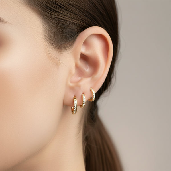 Seren Pavé Huggie Earrings Trio