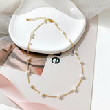 Golden Pearl Line Necklace
