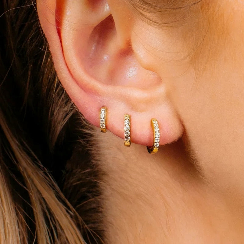 Seren Pavé Huggie Earrings Trio