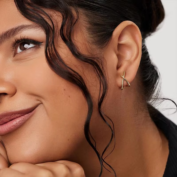 Cross Huggie Earrings