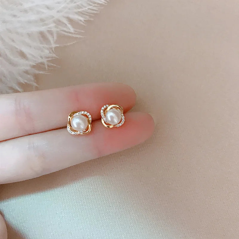 Orbit Pearl Stud Earrings
