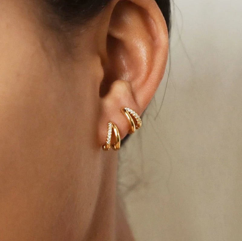 Dual Line Huggie Earrings