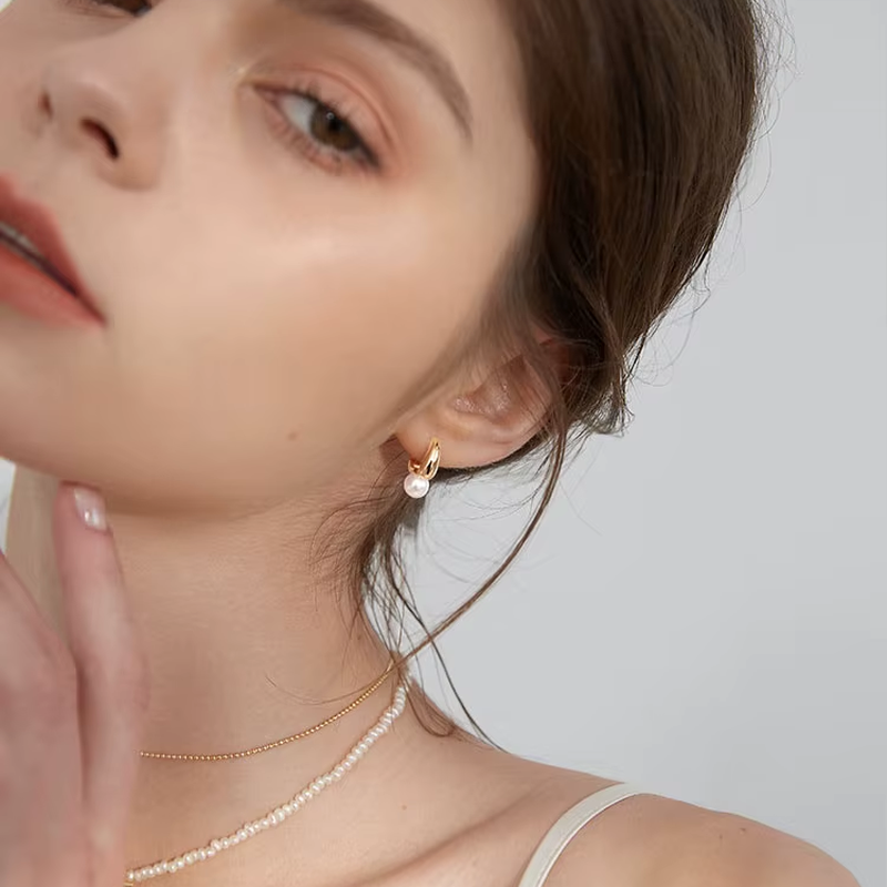 Sera Mini Pearl Huggie Earrings